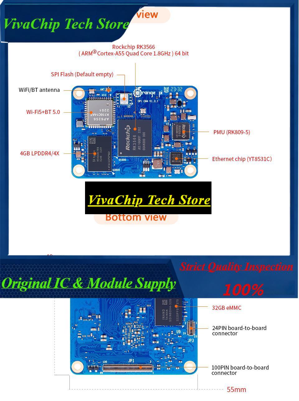 Compute Module 4 32Gb Wifi - VivacpOrange Pi CM4 แรม 4GB หน่วยความจำ